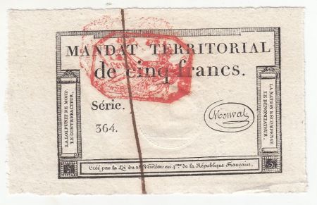 France 5 Francs 28 Ventose An IV (18.3.1796) - Cachet Rouge - SPL
