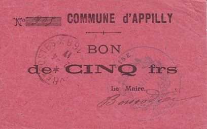 France 5 Francs Appilly Commune
