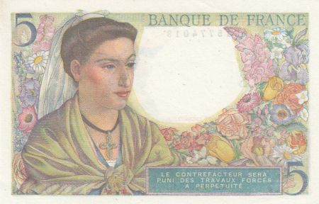 France 5 Francs Berger - 02-06-1943 - Série H.7