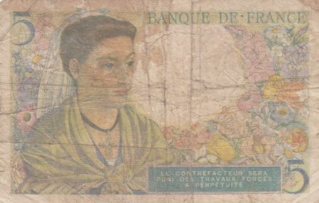 France 5 Francs Berger - 02-06-1943 - Série P.15