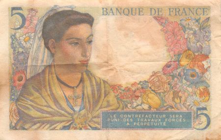 France 5 Francs Berger - 02-06-1943 Série K.11 - TB