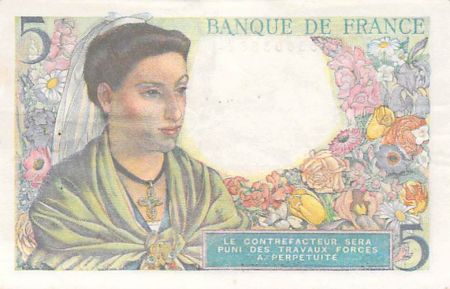 France 5 Francs Berger - 02-06-1943 Série M.22 - TTB
