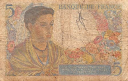 France 5 Francs Berger - 02-06-1943 Série S.24 - B+