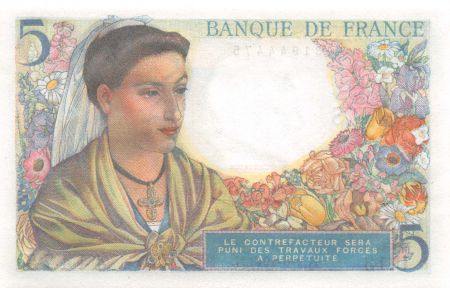 France 5 Francs Berger - 02-06-1943 Série U.13 - SPL