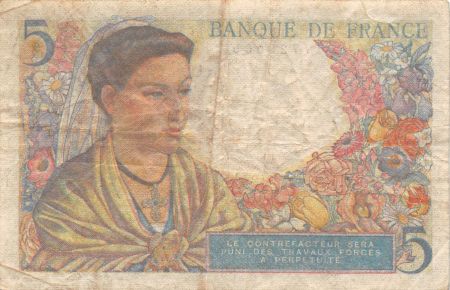France 5 Francs Berger - 05-04-1945 Série C.128 - TB