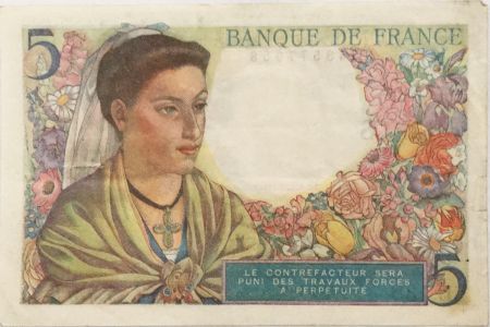 France 5 Francs Berger - 05-04-1945 Série L.138 - TTB