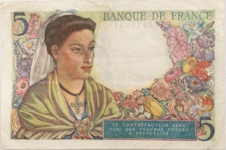 France 5 Francs Berger - 05-04-1945 Série L.138 - TTB