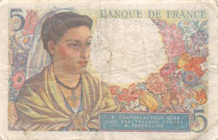 France 5 Francs Berger - 05-04-1945 Série P.126 - TB+