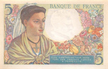 France 5 Francs Berger - 05-04-1945 Série S.125 - SUP
