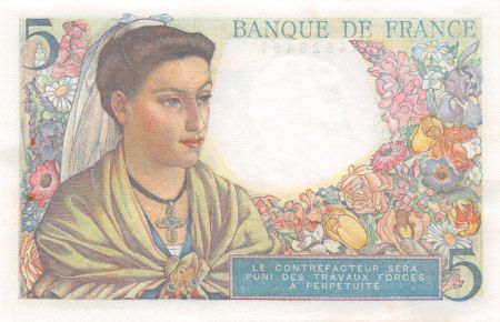 France 5 Francs Berger - 05-04-1945 Série V.138 - SUP+