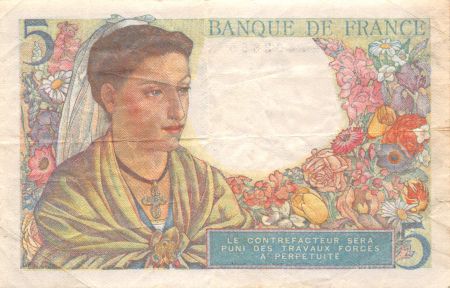 France 5 Francs Berger - 05-04-1945 Série W.131 - TB