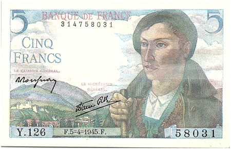 France 5 Francs Berger - 05-04-1945 Série Y.126 - NEUF