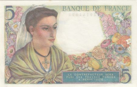 France 5 Francs Berger - 05-08-1943 Série R.52