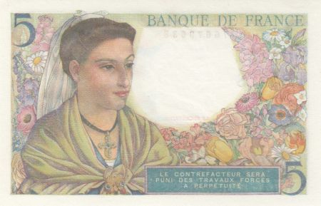 France 5 Francs Berger - 05-08-1943 Série R.71