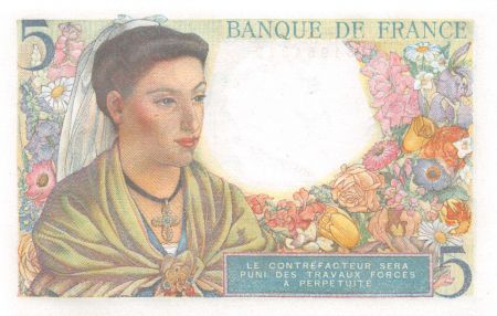 France 5 Francs Berger - 05-08-1943 Série U.53 - NEUF