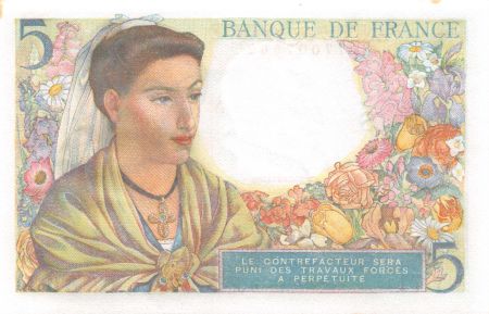 France 5 Francs Berger - 05-08-1943 Série V.71 - P.NEUF