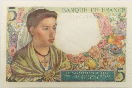 France 5 Francs Berger - 05-08-1943 Série W.52 - NEUF