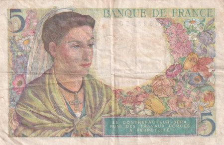 France 5 Francs Berger - 22-07-1943 Série C.43