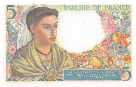France 5 Francs Berger - 22-07-1943 Série E.48 - P.NEUF
