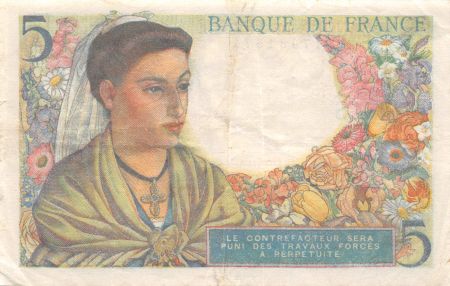 France 5 Francs Berger - 22-07-1943 Série E.48 - PTTB