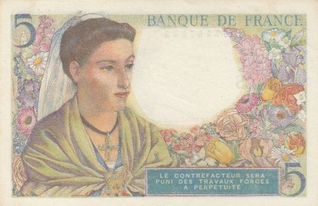 France 5 Francs Berger - 23-12-1943 - Série W.107