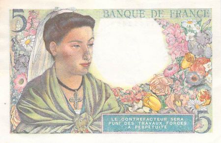 France 5 Francs Berger - 23-12-1943 Série B.112 - SPL