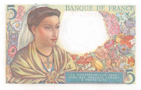 France 5 Francs Berger - 23-12-1943 Série P.116 - NEUF