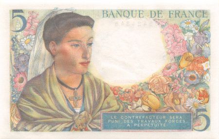 France 5 Francs Berger - 25-11-1943 Série E.83 - NEUF