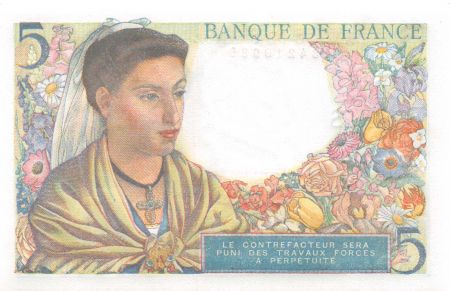France 5 Francs Berger - 25-11-1943 Série S.74 - NEUF