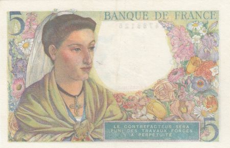 France 5 Francs Berger - 25-11-1943 Série Y.86