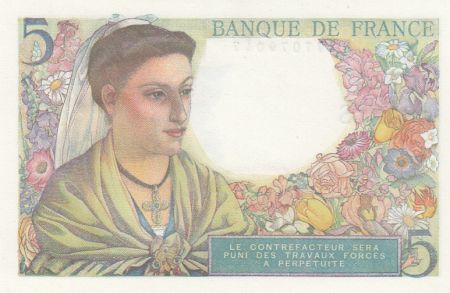 France 5 Francs Berger - 30-10-1947 - Série V.151