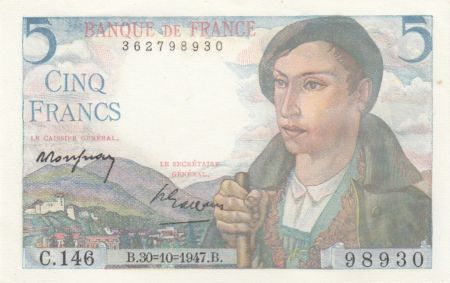 France 5 Francs Berger - 30-10-1947 Série C.146