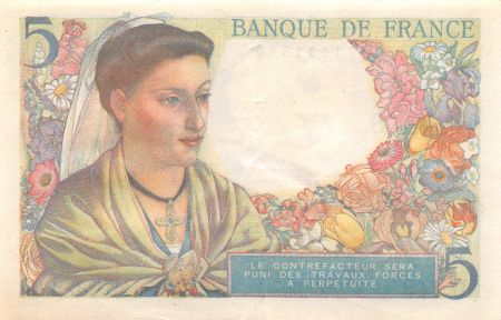 France 5 Francs Berger - 30-10-1947 Série U.149 - TTB+