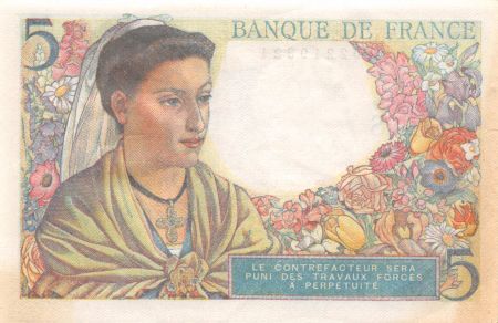 France 5 Francs Berger - 30-10-1947 Série Y.145 - TTB+