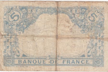France 5 Francs Bleu  - 07-10-1913 Série A.2844 - TB