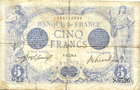 France 5 Francs Bleu - 02-07-1915 Série S.6526 - B+