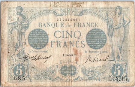 France 5 Francs Bleu - 02-11-1916 - Série C.14715 p.TB