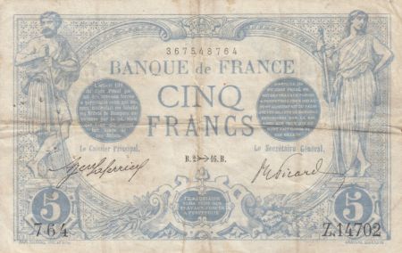 France 5 Francs Bleu - 02-11-1916 Série Z.14702