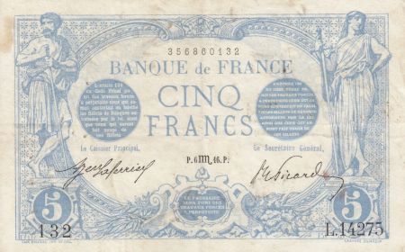 France 5 Francs Bleu - 06-08-1916 Série L.14275