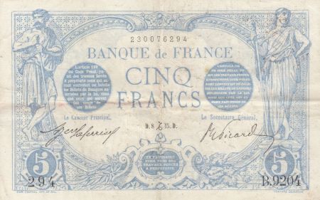 France 5 Francs Bleu - 08-12-1915 Série B.9204