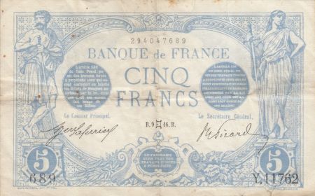 France 5 Francs Bleu - 09-05-1916 Série Y.11762
