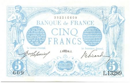France 5 Francs Bleu - 09-08-1916 Série L.13289