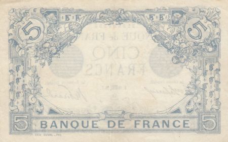 France 5 Francs Bleu - 10.10.1916 Série K.14340 P.SUP