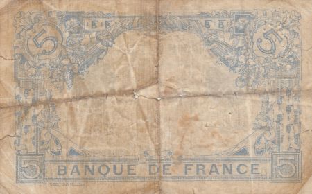 France 5 Francs Bleu - 12-07-1916 - Variété Lion inversé