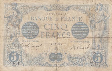 France 5 Francs bleu - 14-04-1916 - Série V.11374