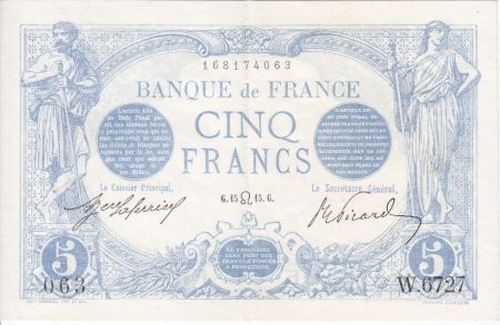 France 5 Francs Bleu - 15-07-1915 Série  W.6727 - SUP+