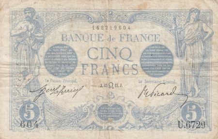 France 5 Francs Bleu - 15-07-1915 Série U.6729