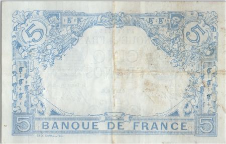 France 5 Francs Bleu - 22-03-1916 Série F.10967 TTB