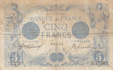 France 5 Francs Bleu - 23-12-1916 Série R.15592
