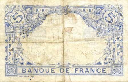 France 5 Francs Bleu - 24-02-1916 Série H.10505 - TTB